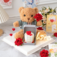 網紅情人節蛋糕裝飾毛衣小熊求婚告白戒指盒情侶驚喜盒子愛心插件