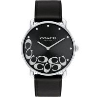 【COACH】Elliot 金屬光C字皮帶女錶(CO14504336)