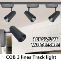 10PCS 10W 20W 30W COB LED track light led 3 lines rail lamp leds spotlights iluminacao lighting fixture for store spot lighting