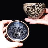 器物志 虎年生肖建盞茶杯油滴鷓鴣斑陶瓷茶盞手工天目品茗杯茶具