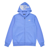 【The North Face 官方旗艦】北面兒童藍色大尺寸刺繡LOGO印花連帽外套｜8DCK0YI