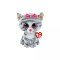 TY TY - Beanie Boos Kiki Grey Cat - R - - Boneka kucing bermata belo