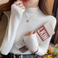 Women's semi-high neck sweater, new style for autumn and winter, slim-fitting, perfect as an inner l