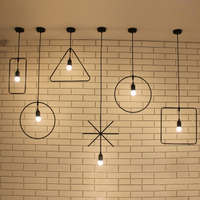 北歐餐廳服裝店小吊燈咖啡廳吧臺工業風復古鐵藝創意個性幾何吊燈