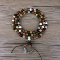 6mm Tibetan Buddhism 108 Various Sandalwood Prayer Beads KwanYin Mala Necklace