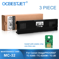 3 MC-32 MC 32 MC32 Maintenance Tank Cartridge For Canon TC-5200 TC-5200M TC-20 Printer with Stable One Time Chip