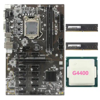 BTC-B250 Mining Motherboard Supports 12 GPU LGA1151 +G4400 CPU+2XDDR4 8G 2133MHZ RAM