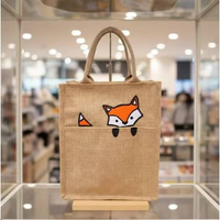 Tas Goni Tote Bag / Tas Karung Goni / Jute Bag - Tas Karung Goni - Karakter Fox Tanpa Bordir Nama