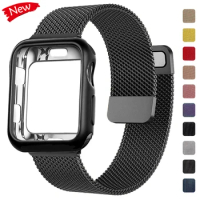 Milanese Case+Strap for Apple Watch Band 9 8 7 6 SE 5 49MM 41mm 40mm 44mm 42mm Magnetic Correa for Iwatch 45mm 38mm Series 4 3 2