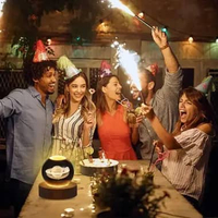 QUDIAN Lampu Tidur Bola Kristal 3D Warm White USB 3W - Cahaya Hangat, Tampilan Planet Saturnus 3D IH