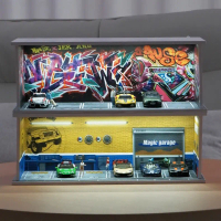 Display Case for Hot Wheel with LED Light Stackable Mega Garage Storage for 1:64 Matchbox & Diecast 