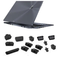 Dustproof Black Silicone Plug Port Cover For ASUS Zenbook Duo Pro 14 UX8402 UX8402ZA UX8402V 14.5"