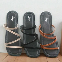 Lexy CALDINA Sandal Wanita Teplek Elegant Outfit Korean Style Tan,38