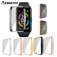 AKBNSTED Case Cover For Huawei Band 6/6 Pro Soft TPU Protection Frame For Honor Band 6 7 Smart Watch Silicone Protector Shell
