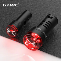 GTRIC Buzzer Flash LED Alarm Indicator Light Intermittent Sound Indicator Buzzer 12/24/110/220V AC Red Light Diameter 22mm 16mm