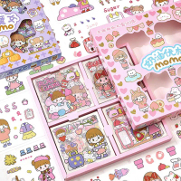 Sticker Set Kartun Korea Gadis Momo Scrapbook DIY Anti Air 100 lembar