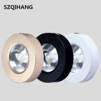 Ultra Thin LED Cabinet Light, 7W 10W 15W Round COB LED Puck Downlight, Surface Mounted Kitchen Under Cabinet Lighting