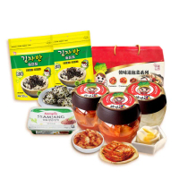 【韓味不二】優惠組合-韓味道泡菜禮盒包飯6件組(泡菜700gx3入+傳統調理醬170gx1+原味海苔酥50gx2)