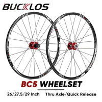 BUCKLOS Bicycle Wheelset 26/27.5/29 inch Mountain Bike Wheel Quick Release Carbon Hub Front Rear MTB Wheel Set Bicycle Parts