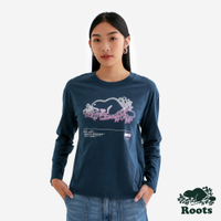 Roots女裝- NEON BEAVER 長袖上衣-藍色