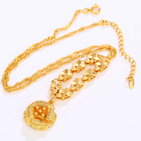 【ANGEL】花漾水波紋蝴蝶麻花鍍金粗項鍊(金色)