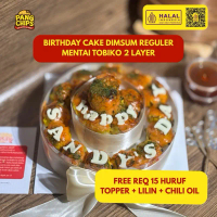 (Instan Only) Birthday Cake Dimsum Mentai Tobiko 2 Layer Reguler Halal Free Req 15 Huruf Topper Lili