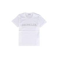 【MONCLER】水晶LOGO修身圓領T恤(白/女款)