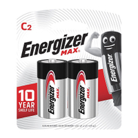 【Energizer 勁量】MAX鹼性2號C電池2入(1.5V長效鹼性電池)