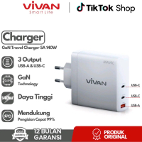 Adaptor Kepala Batok Charger Vivan GaN04 5A 140W Original Bergaransi