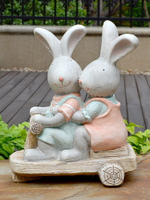 戶外卡通創意兔子騎車花缸擺件花園庭院陽臺景觀造景園藝裝飾小品