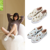 預購 FUFA Shoes 富發牌 敲可愛!貓咪懶人鞋-米/藍 1BR88(女鞋/女懶人鞋/布鞋/包鞋)