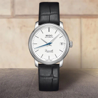 【MIDO 美度】官方授權 Baroncelli III Heritage 復刻機械錶-白x黑/32mm 母親節 禮物 送禮(M0272071601000)