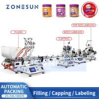 ZONESUN Thick Paste Peanut Tahini Sauce Bottle Packaging Line Creamy Products Filling Capping and Labeling Machine ZS-FAL180D9