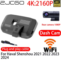 ZJCGO 4K DVR Dash Cam Wifi Front Rear Camera 24h Monitor For Haval Shenshou 2021 2022 2023 2024