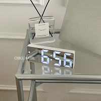 多功能電子鬧鐘 電子鐘 ins靜音數字電子鐘鬧鐘夜光鏡面學生桌面智能簡約多功能鐘表台式【DD50760】