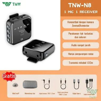 TNW-N9/N8 Wireless Microphone Professional Wireless 2 Mikrofon Lavalier Mic Clip On Untuk HP DSLR Zo