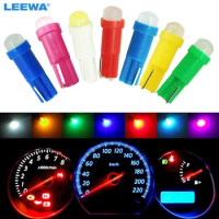 LEEWA 10pcs Car T5 COB LED Ceramic Dashboard Gauge Instrument Wedge Base Auto Side Wedge LED Light Lamp Bulb 7-Color #CA5018