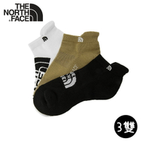 【The North Face 運動襪-三雙組《黑/卡其/白》】3RJC/吸濕透氣/耐磨/短襪/襪子/跑步