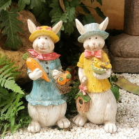 免運戶外擺件花園造景 戶外花園裝飾擺件庭院陽臺布置樹脂兔子擺設美式鄉村園藝造景動物