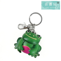 【喜番屋】真皮頭層牛皮動物造型鑰匙圈-青蛙【KB137】【精選店家★限時優惠搶購中!!】