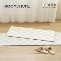 韓國ROOM&amp;HOME 韓國製棋盤格印花雙面防油防水廚房地墊-45x95cm