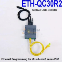 Isolated ETH-QC30R2 PLC Programming Adapter, for Ethernet to Mitsubishi Q PLC MD6 RS232 Port, Replace USB-QC30R2 Cable