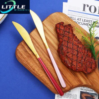 Stainless Steel Korean Thickened Golden Cutlery Western Steak Special Knife Household Tableware Butter Spreader