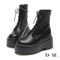 D+AF 暗黑芭比．Plus級加厚鬆糕底綁帶短靴＊黑