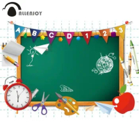 Allenjoy Welcome Back to School Colourful Banner Background Blackboard Pencils Study Class Kids Cloc