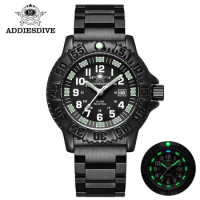 Addies Men's Military Watch Luminous Tube Nylon Strap Watch 50M Waterproof Watch Stainless steel Sports Watch Men's Quartz Watch