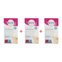 即期品【Veet Pure】腋下&比基尼線部位專用冷蠟脫毛蠟紙 3件組(除毛貼片/身體清潔/身體去角質/沐浴乳/肥皂)
