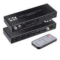 4x2 4K HDMI Switch Audio Extractor ARC &amp; Optical Toslink 4 IN 2 OUT Switch HDMI 4K 60Hz HDMI Switcher Remote For Apple TV PS4