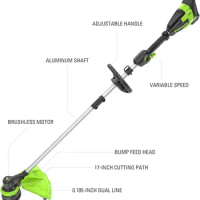 Greenworks 40V 17-Inch Brushless String Trimmer, 8Ah Battery and Rapid Charger Included