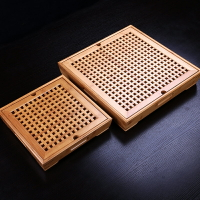 四方棋盤功夫茶盤中式茶藝茶道工具泡茶具用品大號儲水茶盤竹木制